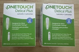 (2) OneTouch Delica Plus Extra Fine 33 Gauge 100 Sterile Lancets EXP. 20... - $14.85