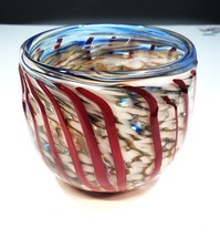 Large Vintage Hand-Blown Heavy Murano Style Glass Bowl/Planter 5&quot; X 5 1/2&quot; - £46.60 GBP