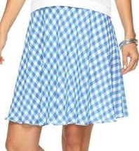 Womens Skirt Pull On Elastic Waist Chaps Georgette Blue White Check Lined $69- S - £19.78 GBP