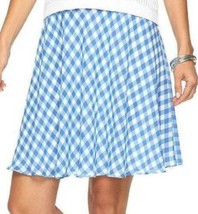 Womens Skirt Pull On Elastic Waist Chaps Georgette Blue White Check Line... - £19.55 GBP