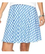 Womens Skirt Pull On Elastic Waist Chaps Georgette Blue White Check Line... - £19.55 GBP