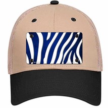 Blue White Zebra Oil Rubbed Novelty Khaki Mesh License Plate Hat - £23.31 GBP
