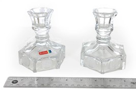 Fostoria Clear Coin Glass Pair of Candlestick 4 1/2&quot; Holders (Circa 1960&#39;s) - £28.03 GBP