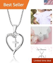 Safety-Compliant Sterling Silver Heart Necklace - Perfect for Girls&#39; Faith - $868.71 MXN