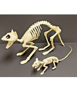 Halloween Cat And Rat Skeletons Decorating Fun Rubber Poseable - $37.39