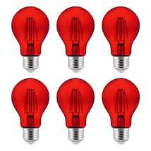 6-Pack Sunlite LED Transparent Red A19 Filament Bulbs, 4.5 Watts, Dimmable - £47.66 GBP