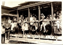 1913 Photo REPRINT-&quot;FRESH Air Outing&quot; Brooklyn Trolly With Women &amp; Children BK32 - £3.56 GBP