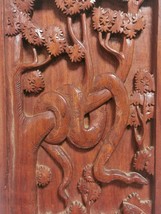 Hand Carved in Laos Wall Plaque Panel Snake on the Tree Rosewood Home Decor 35cm - £51.31 GBP