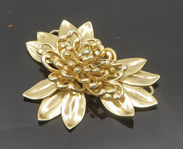 NAPIER 925 Sterling Silver - Vintage Shiny Gold Plated Flower Pendant - PT16171 - £70.33 GBP