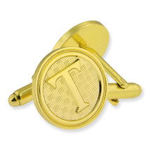 Letter T Cufflink Set Gold or Silver - £30.36 GBP