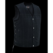 Men&#39;s Black VNeck Denim Vest for Motorcycle Riders - $1,251.41 MXN