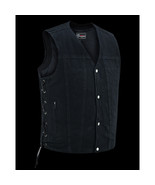 Men&#39;s Black VNeck Denim Vest for Motorcycle Riders - $65.84