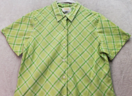 Vintage Talbots Shirt Women&#39;s Medium Green Plaid Short Sleeve Collar Button Down - £18.17 GBP