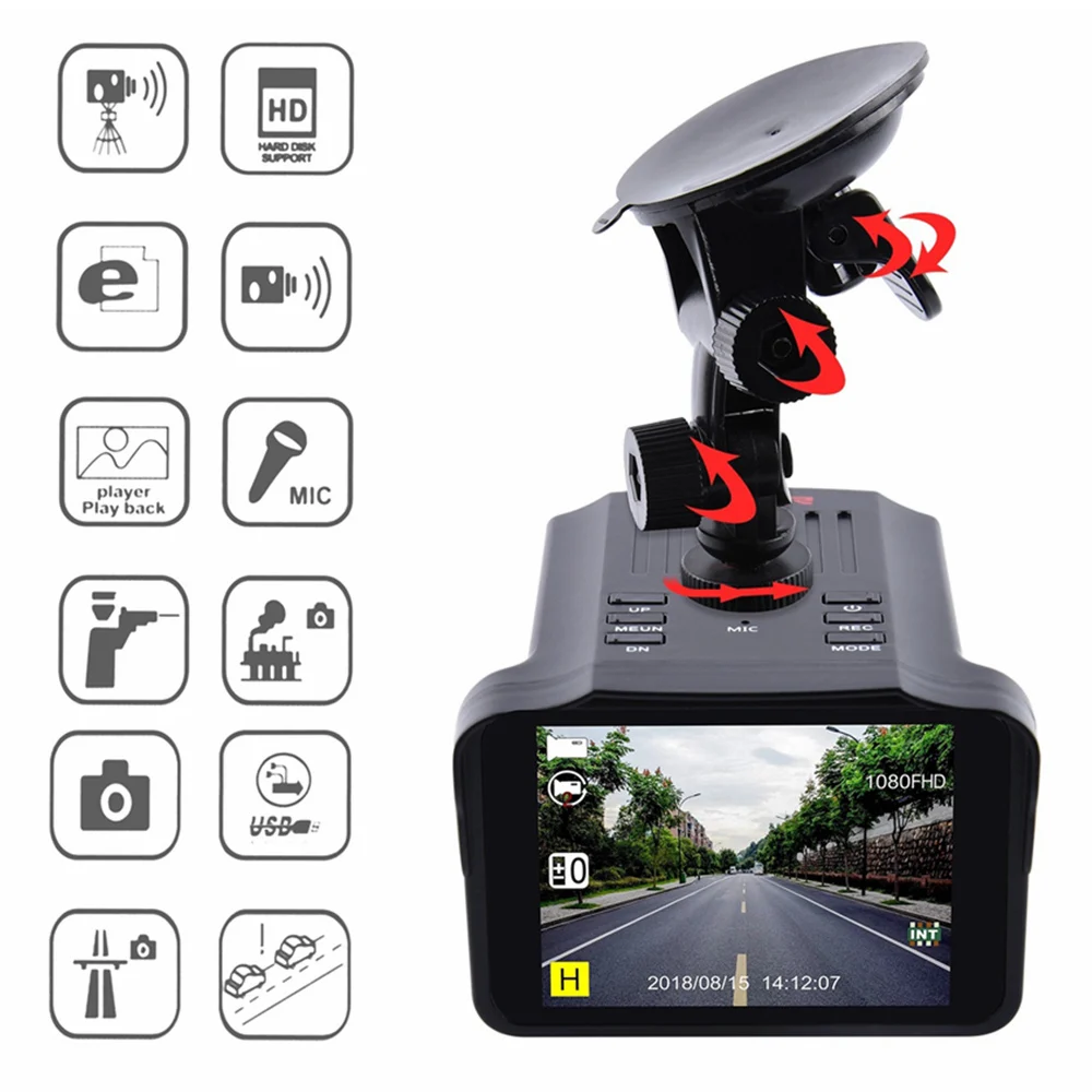 HD 1080P Dash Cam 2-in-1 Car DVR Car Dashboard Camera Smart Radar Detector Anti - £51.43 GBP+