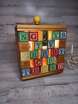 Vintage Wooden Alphabet Block Latch Box Children&#39;s Bedroom Lamp - £26.47 GBP