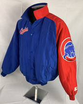 Vintage Starter Jacket Chicago Cubs MLB Baseball Team Logo Coat Mens XL 90s - £54.98 GBP