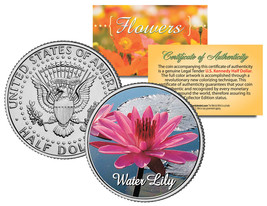 WATER LILY FLOWER JFK Kennedy Half Dollar U.S. Colorized Coin - £6.84 GBP