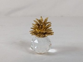 Vtg Swarovski 1.5 inch Mini Crystal Glass Pineapple w/ Gold Metal Leaves - $21.99