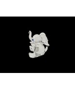Elephant Glass Figurine Clear Cobalt Blue Eyes w Truck Up - $129.55 MXN