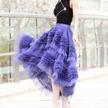 Purple High-low Layered Tulle Skirt Outfit Women Plus Size Fluffy Tulle Skirt image 1