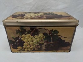 Vintage Grapes In A Basket Empty Tin - $32.07