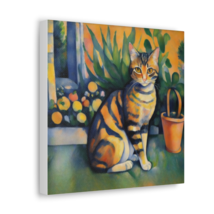 Tabby Cat In Garden Wall Art Canvas Gallery Wrap Print 12x12 Inches - £40.05 GBP