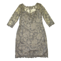 NWT TADASHI SHOJI Lark Sheath in Smoke Pearl Corded Embroidery Tulle Dress 14 - $128.70