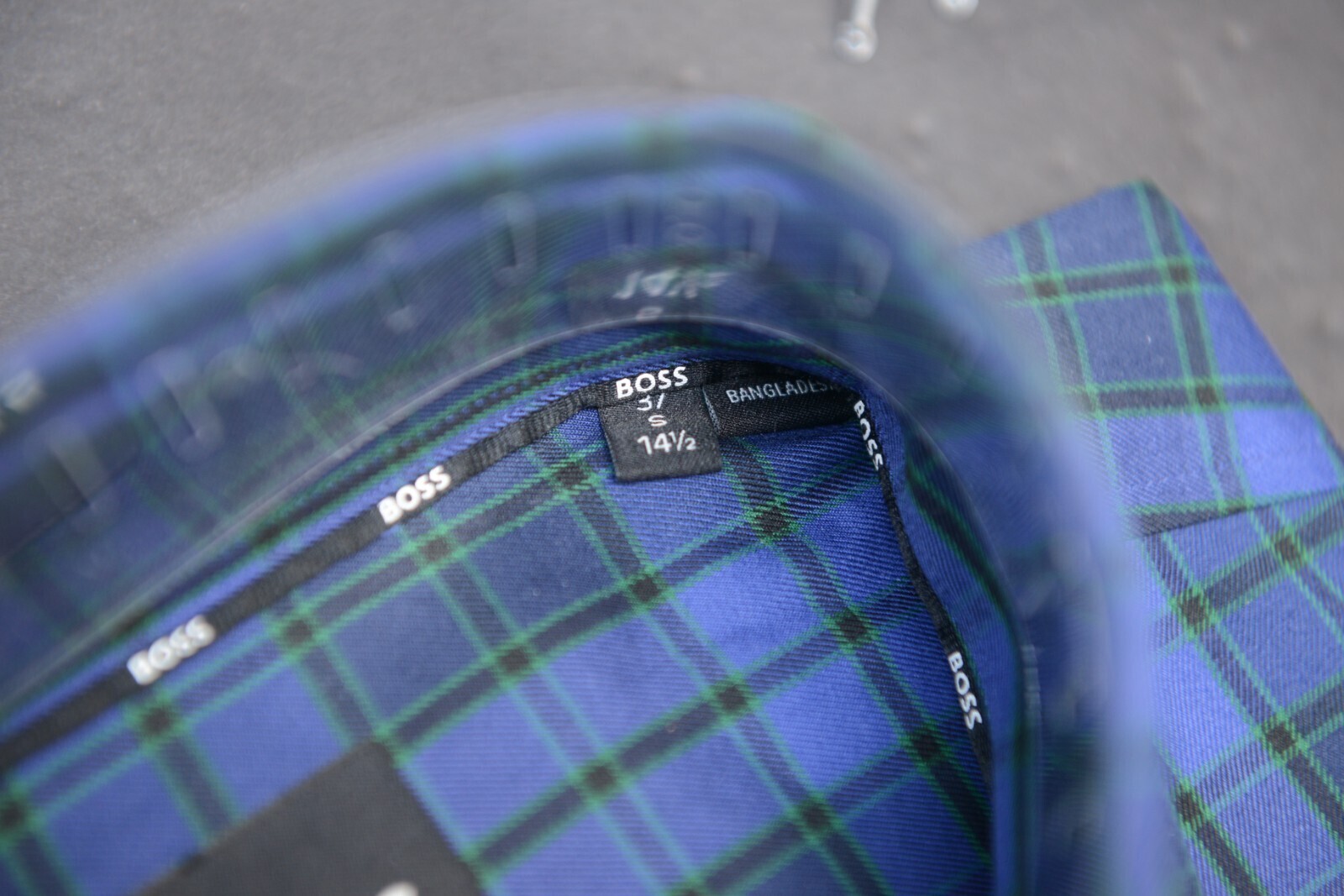 Hugo Boss Herren Hank Kent Slim Fit DK Blau Karierte Baumwollhemd 37 14.5 Item image 3