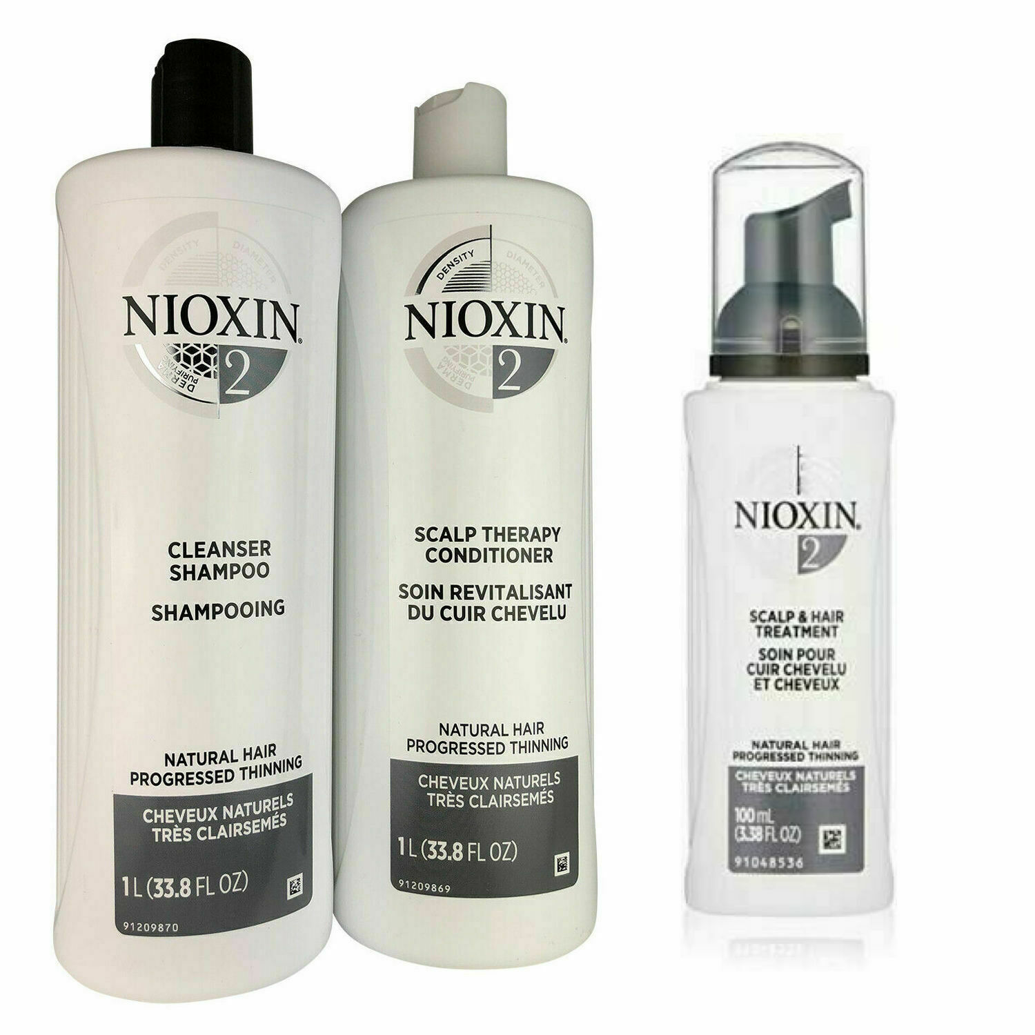 NIOXIN System 2 Cleanser & Scalp Therapy Duo Set(33.8oz each) + Treatment 3.38oz - £50.99 GBP