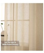 New Faux Linen Curtain Panels Beige 52x84 Inch Set Of Two New In Package  - $296.44 MXN