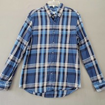 American Eagle Men Shirt Size M Blue Classic Plaid Flannel Button Up Lon... - £10.21 GBP