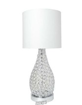 22 in. 1-Light Chrome Elipse Crystal Pinned Decorative Gourd Accent Tabl... - $75.99