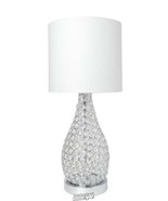 22 in. 1-Light Chrome Elipse Crystal Pinned Decorative Gourd Accent Tabl... - $103.22 CAD