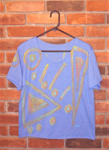 Hand Painted Abstract Art Raw Edge Short Sleeve T-shirt Size M - £27.91 GBP