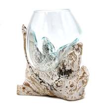 Molton Glass Medium Bowl On A Whitewashed Wooden Stand - £22.93 GBP