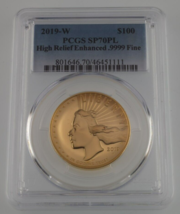 2019-W Or Haut Relief Amélioré Liberty Classé Par PCGS Comme SP70PL - £3,643.97 GBP