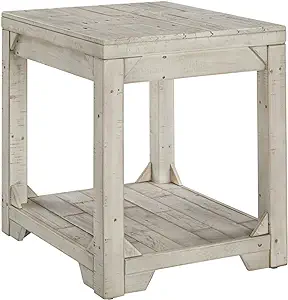 Signature Design by Ashley Fregine Farmhouse Square End Table with Floor... - £221.81 GBP