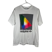 adidas Spectrum Tee Rainbow Color Mens T-Shirt White EI6216 Size Large - $20.98