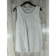 Laura Bianchi Linen Top Size Small White Pintuck Yoke Shell Sleeveless I... - $19.77