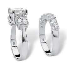 PalmBeach Jewelry 5.66 TCW CZ Bridal Ring Set in Platinum-plated Sterling Silver - £71.79 GBP