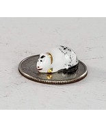 Teeny Tiny Cow Bull Mouse Miniature Figurine Black White Gold - £12.96 GBP