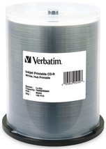 100-Pak Verbatim =White Inkjet Hub= 52X 80-Minute Cdr&#39;s, Verbatim 95252 - £55.76 GBP