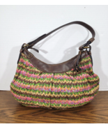 FOSSIL Multi zig zag Straw Woven Shoulder Bag Purse Tote - $396.29 MXN