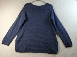 Dana B And Karen Sweater Womens Medium Blue 100% Cotton Knit Long Sleeve Slit - £9.24 GBP