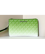New Michael Kors Jet Set Travel Double Zip Wristlet Wallet Jungle Green - $1,468.93 MXN