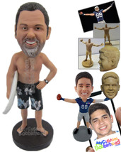 Personalized Bobblehead Handsome Hunk In Short With A Surfing Board - Leisure &amp;  - £80.52 GBP
