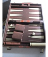 Vtg Cardinal Backgammon Game Set Brown Carry Case 15x10” - $286.57 MXN
