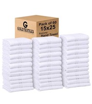 Gold Textiles Economy Grade Hand Towels White 15in X 25in Pack Of 60 New... - $56.99
