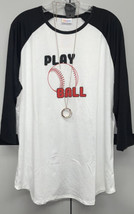 NWT LuLaRoe 2XL White Red Black Baseball “Play Ball” Graphic Randy Baseball Tee - £37.97 GBP