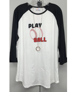 NWT LuLaRoe 2XL White Red Black Baseball “Play Ball” Graphic Randy Baseb... - $37.61